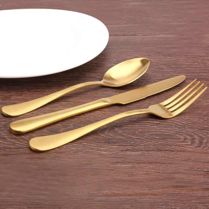 sharecook Matte Gold Silverware Set, Satin Finish 20-Piece Stainless Steel Flatware Set,Kitchen Utensil Set Service for 4,Tableware Cutlery Set for Home and Restaurant, Dishwasher Safe - Image 5